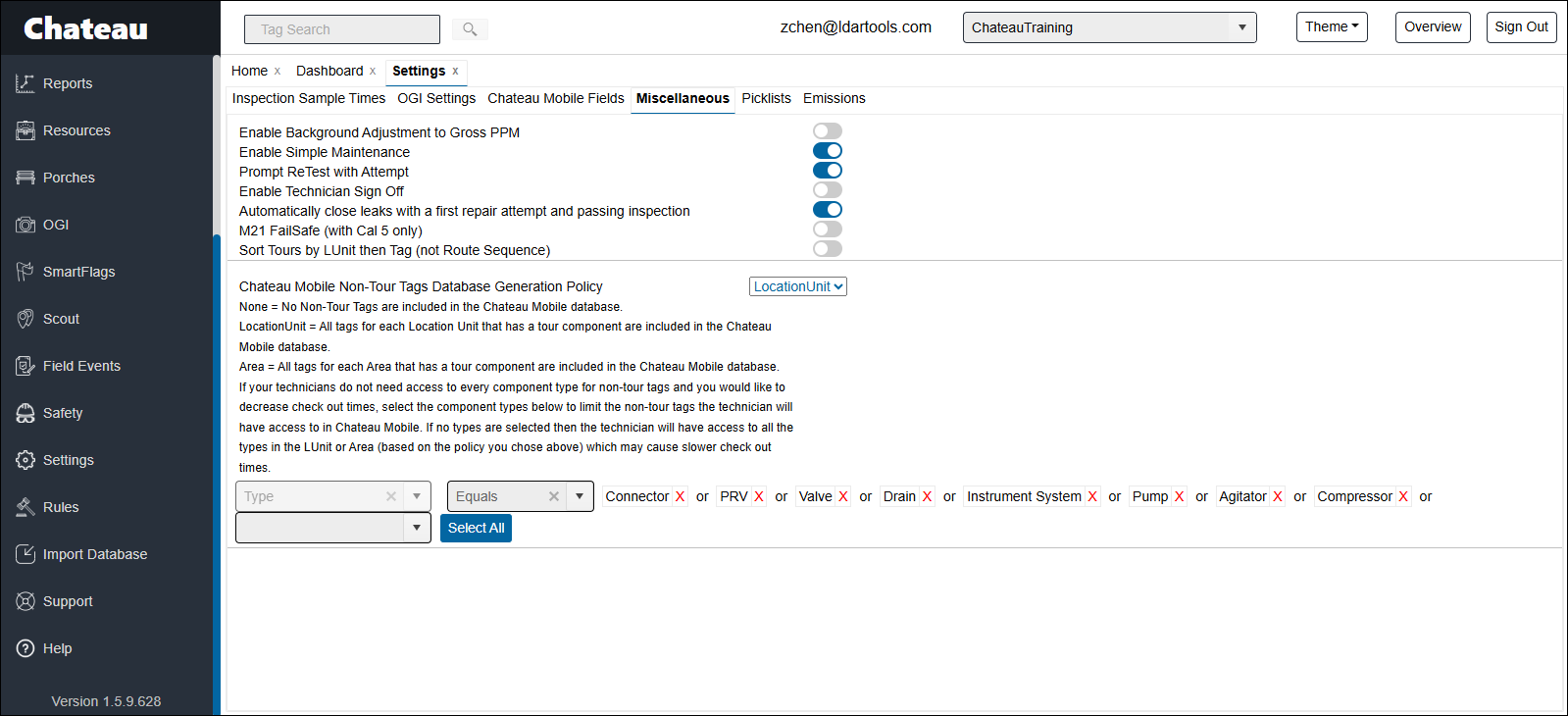 Miscellaneous settings for Cooling Tower